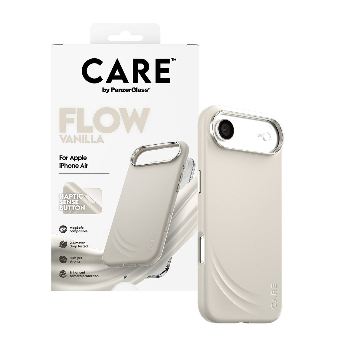 CARE by PanzerGlass® FLOW Case Vanilla m. Haptic Button & MagSafe iPhone Air